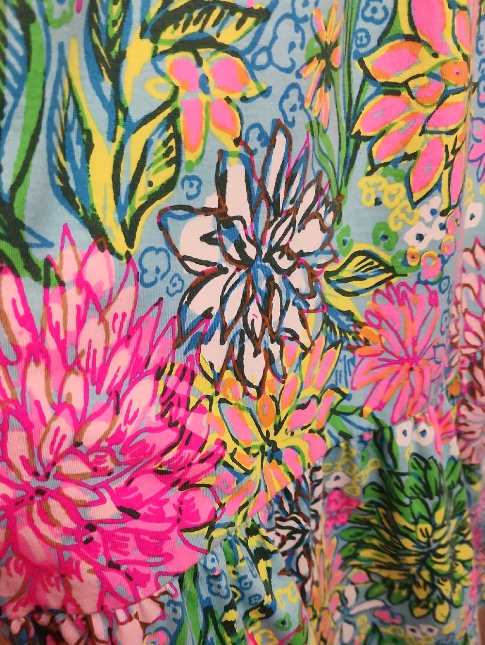 Lilly Pulitzer Pastel Floral Print Dress Vneck Long Sleeves Gathered Layer Tiers - Picture 6 of 7